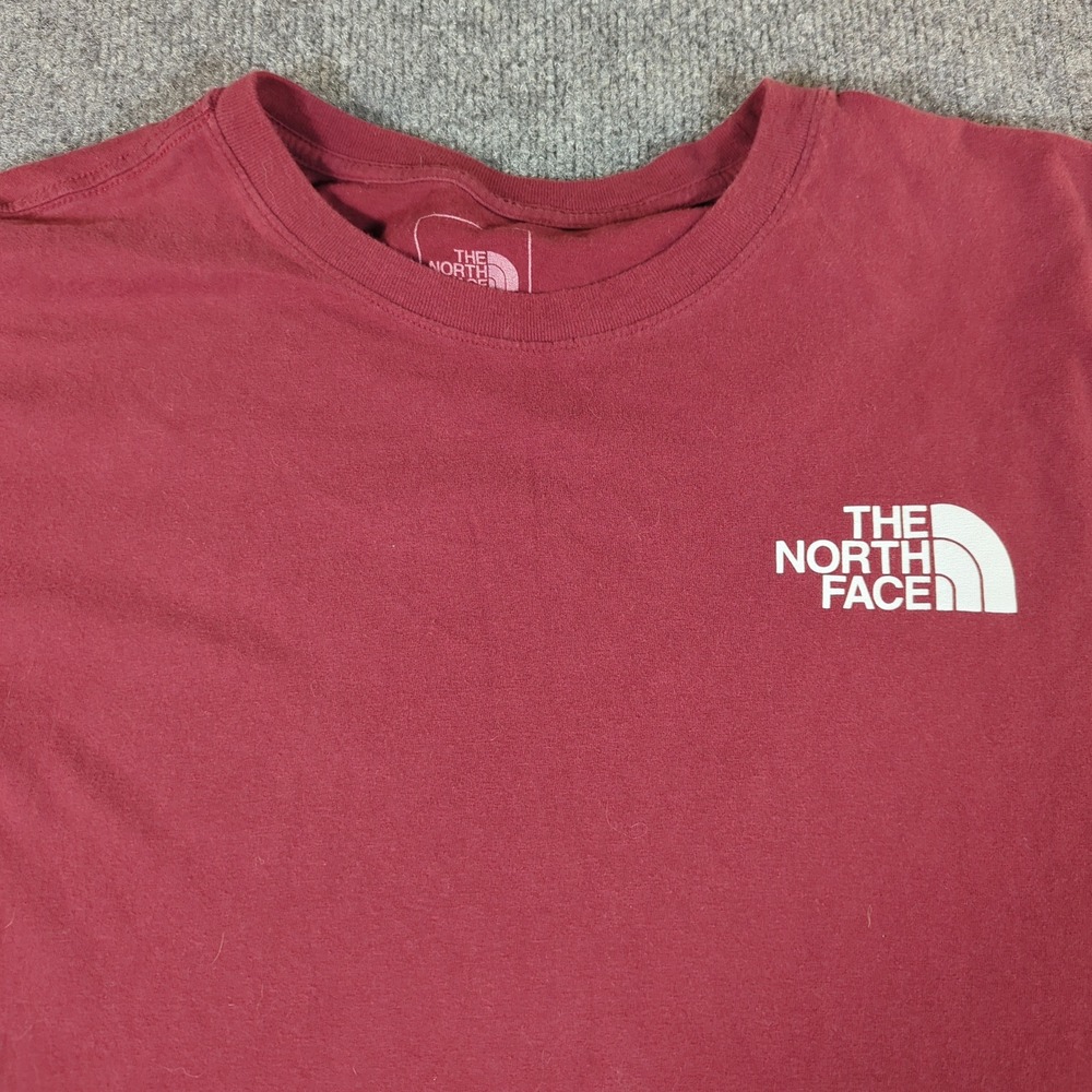 The North Face Men XL Long Sleeve Graphic T-Shirt Burgundy Red Logo Cotton #2700
